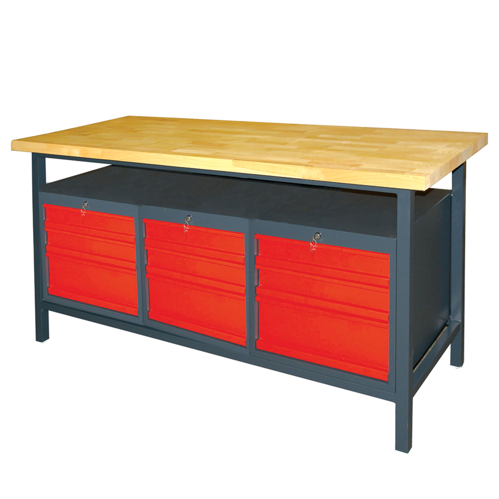 Kovov� dielensk� pracovn� st�l so z�suvkami, 1700 mm, RAL 7016/3000