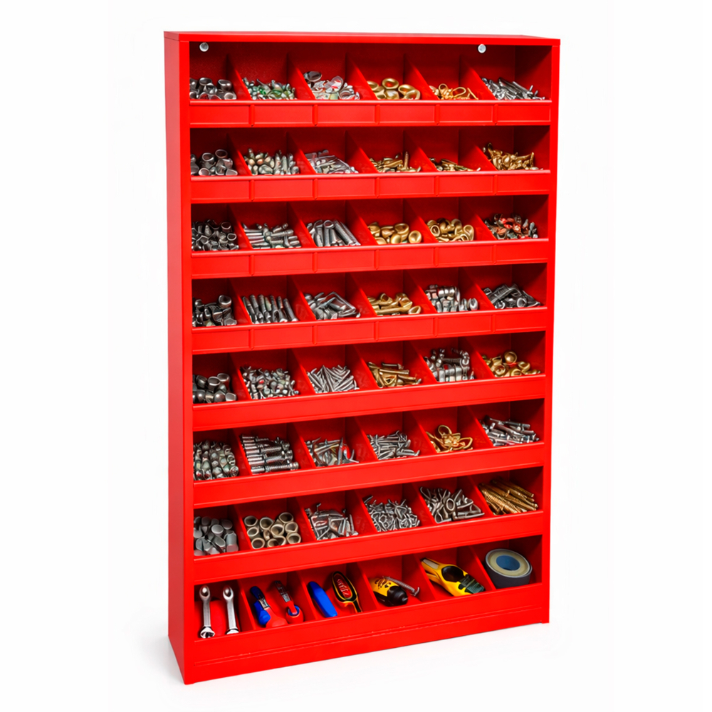 Kovov� dielensk� organiz�r na spojovac� materi�l a s��iastky - 48 priehradiek 01