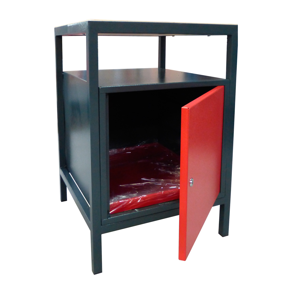 Kovov� dielensk� pracovn� st�l polovi�n�  so skrinkou