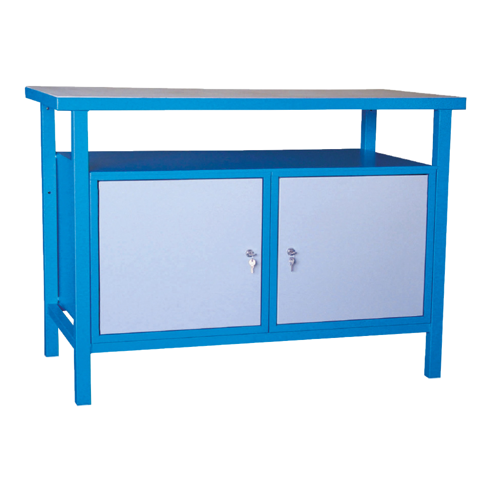 Kovov� dielensk� pracovn� st�l s dvomi skrinkami, 1200 mm, RAL 5015/7001, P1200TT