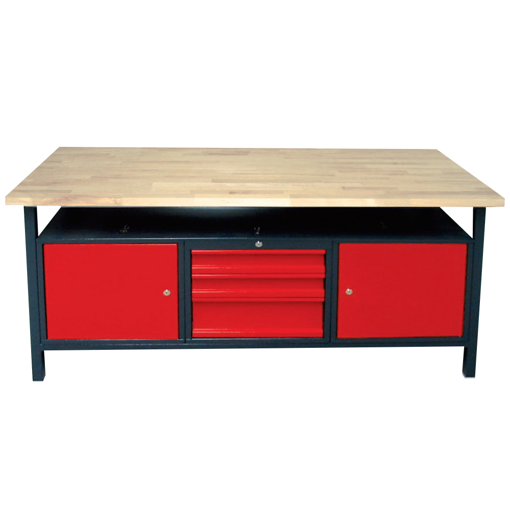 Kovov� dielensk� pracovn� st�l so skrinkami  a z�suvkami, 1700 mm, RAL 7016/3000