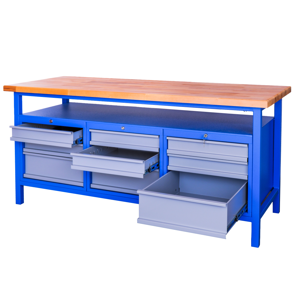 Kovov� dielensk� pracovn� st�l so z�suvkami, 1700 mm 01