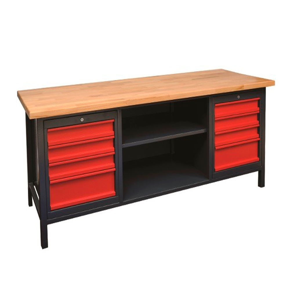 Kovov� dielensk� pracovn� st�l so z�suvkami a policou, 2000 mm, RAL 7016/3000