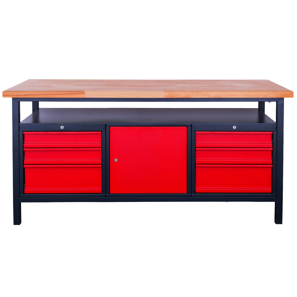 Kovov� dielensk� pracovn� st�l so z�suvkami a skrinkou, 1700 mm, RAL 7016/3000