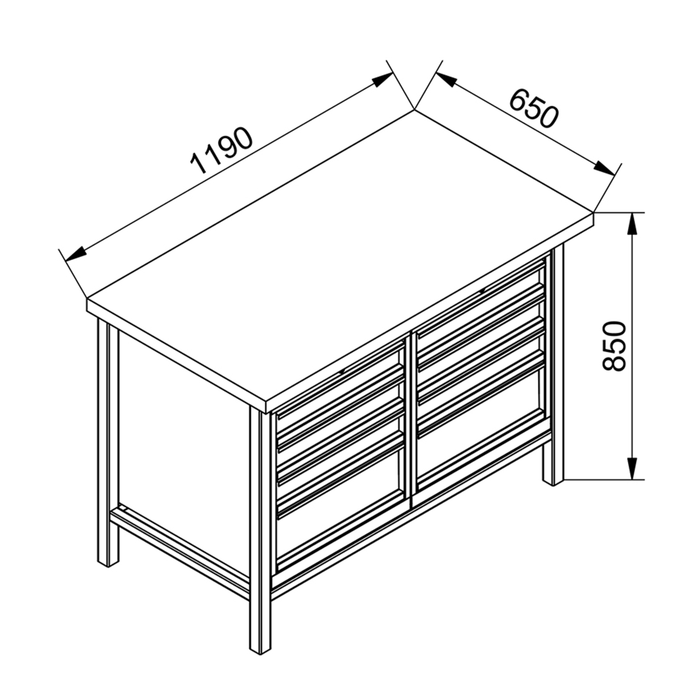 Kovov� dielensk� pracovn� st�l so z�suvkami, PREMIUM LINE, 1200 mm,03