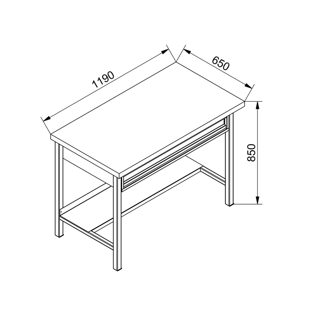 Kovov� dielensk� pracovn� st�l so z�suvkou, PREMIUM LINE, 1200 mm 03
