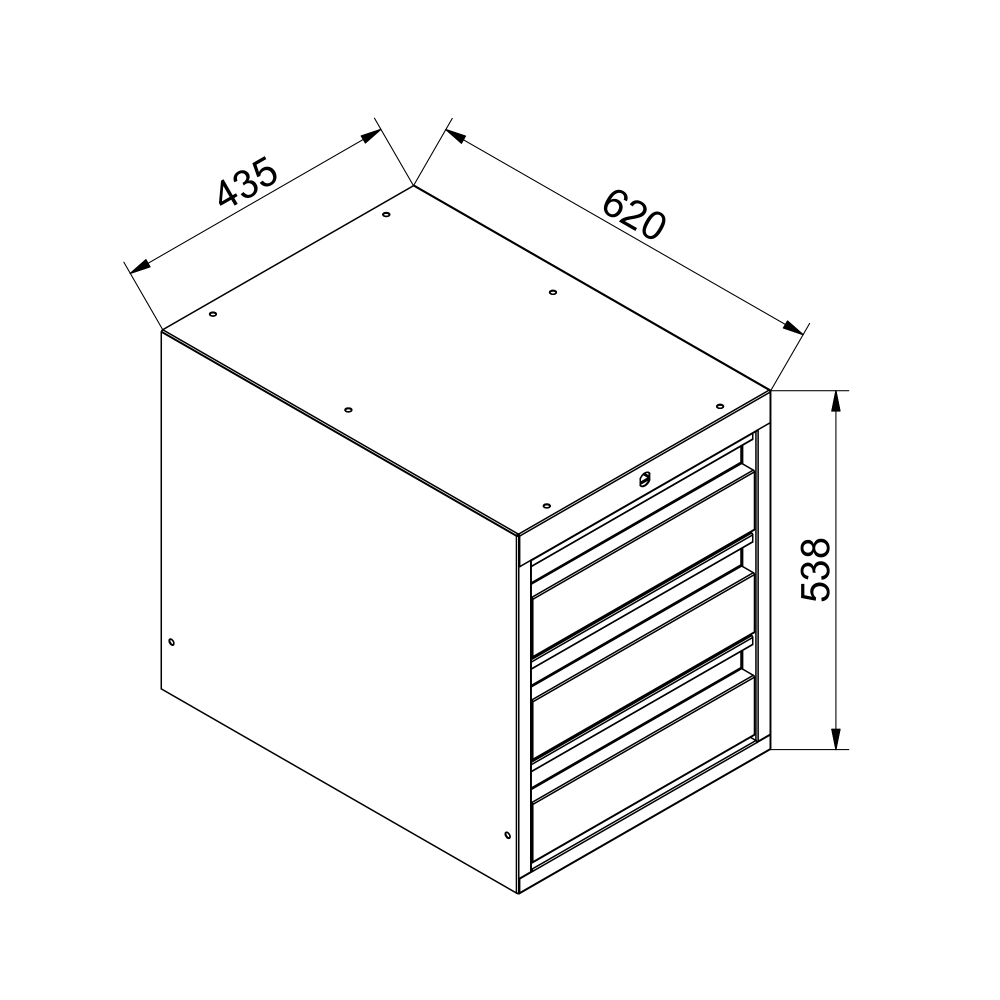 Kovov� stolov� kontajner z�vesn�, 3 � z�suvkov� 03